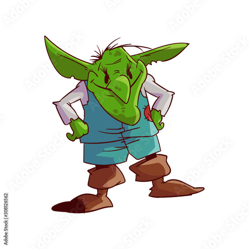 Cartoon green goblin or troll