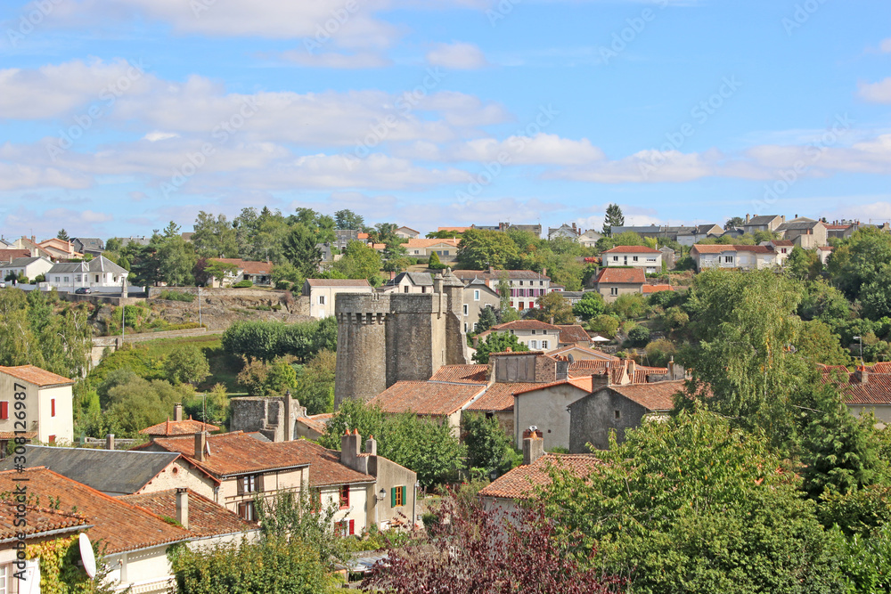 Parthenay town from the Castle, France	