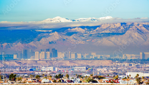 High angle view of the famous Strip of Las Vegas