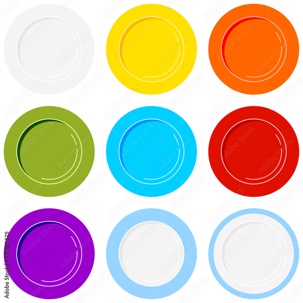 Plate icons set isolated on white background vector illustration Plate icons set isolated on white background vector illustration