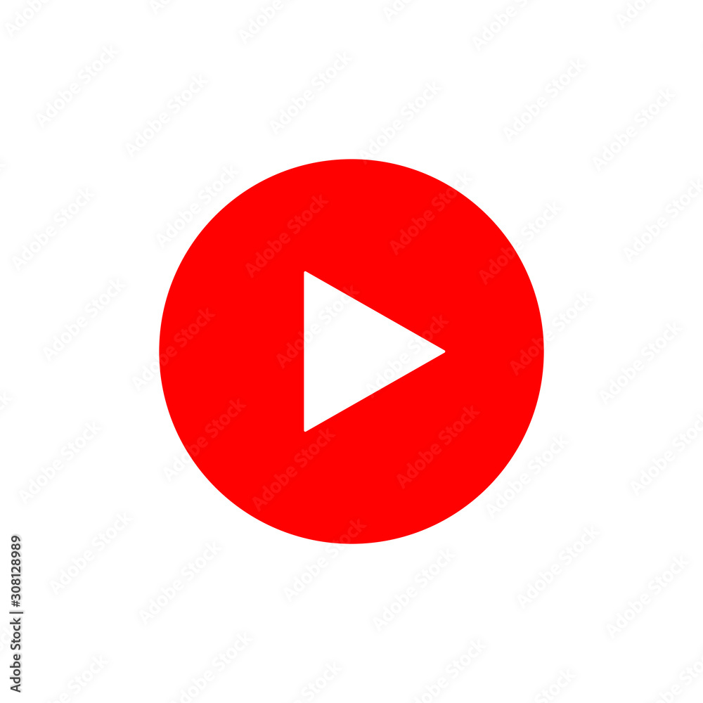 Play button icon, on white background, vector image. Play button icon, on white background, vector image.
