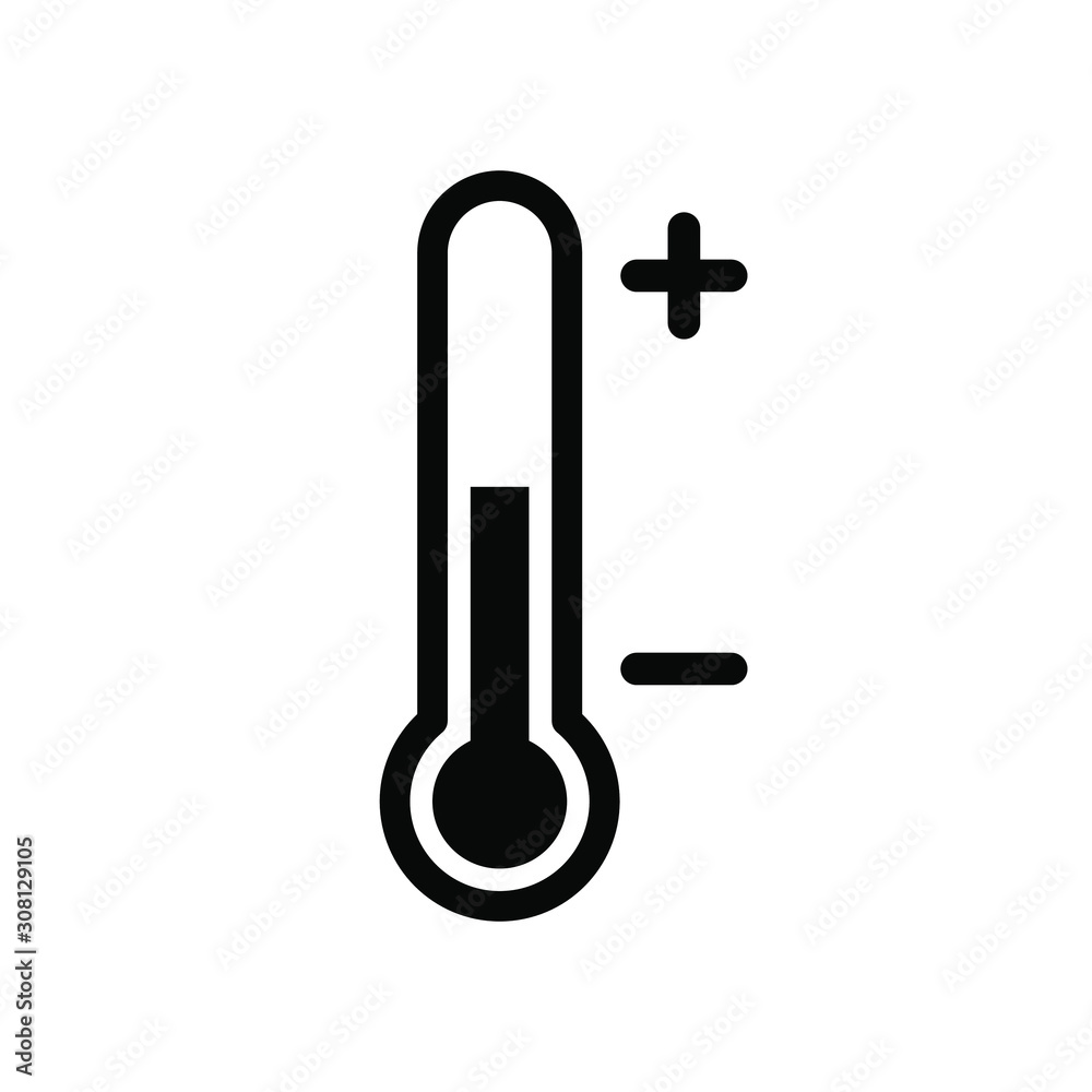 Thermometer icon, on white background, vector image.