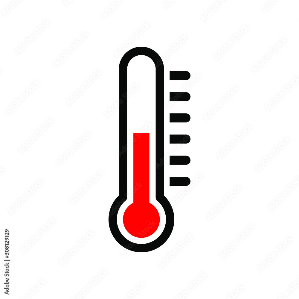 Thermometer icon, on white background, vector image.