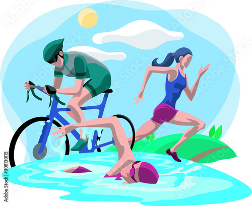 Vector illustration of Triathlon