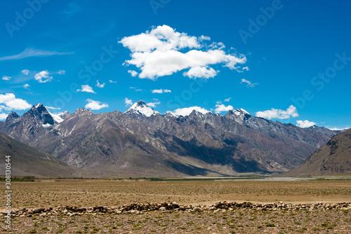 Zanskar, India - Aug 15 2019 - Beautiful scenic view from Between Karsha and Padum in Zanskar, Ladakh, Jammu and Kashmir, India. photo