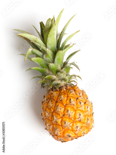 Single pineapple on white background