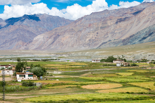 Zanskar, India - Aug 15 2019 - Beautiful scenic view from Between Karsha and Padum in Zanskar, Ladakh, Jammu and Kashmir, India. photo