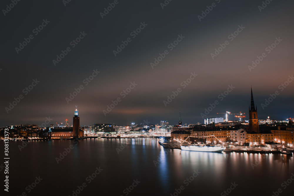 Stockholm city hall and downtown.