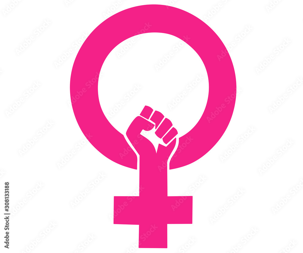  Pink symbol of feminism and the struggle for women's rights - obrazy, fototapety, plakaty 