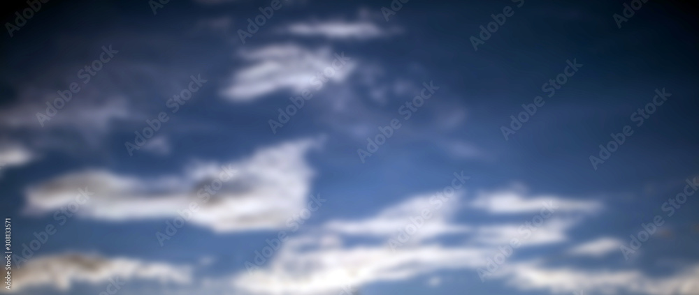 white clouds panorama blurred background