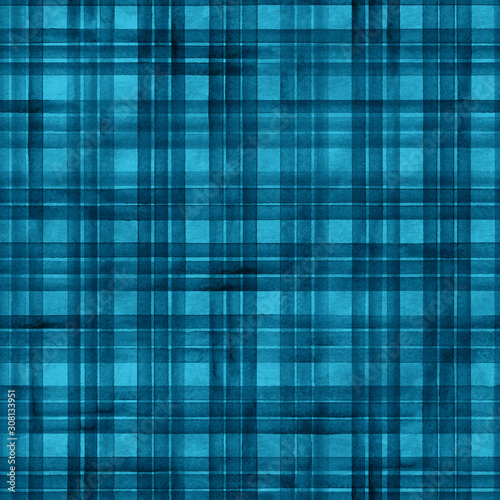 Watercolor stripe plaid seamless pattern. Colorful stripes background