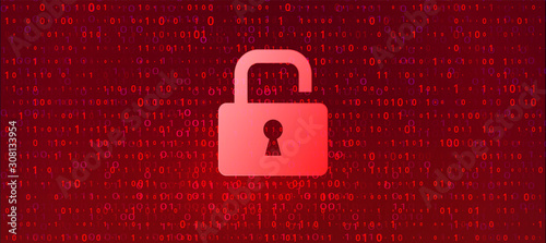 Abstract Red Background with Binary Code Numbers. Data Breach, Malware, Cyber Attack, Hacked