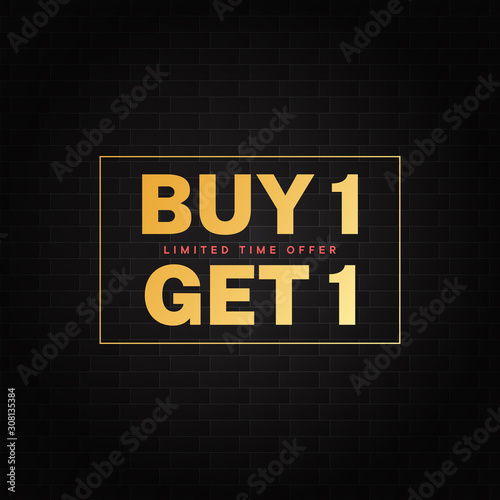 Buy 1 get 1 banner template, vector illustration