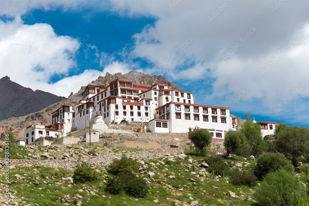 Ladakh, India - Aug 20 2019 - Likir Monastery (Likir Gompa) in Ladakh, Jammu and Kashmir, India. The Monastery was Rebuilt in 1065. Ladakh, India - Aug 20 2019 - Likir Monastery (Likir Gompa) in Ladakh, Jammu and Kashmir, India. The Monastery was Rebuilt in 1065.