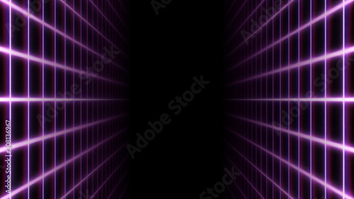 Retro Synthwave 80s Neon Grid Net Lines and Parallel Planes - Abstract Background Texture