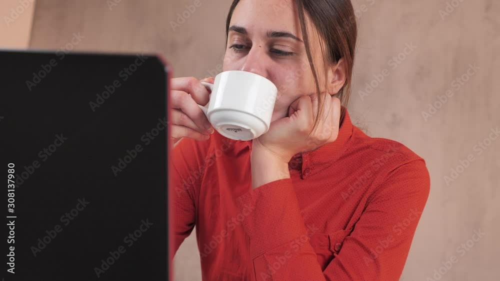 Financier businesswoman is overworks on the financial market on computer. Woman is tired and has a headache 4k Financier businesswoman is overworks on the financial market on computer. Woman is tired and has a headache 4k
