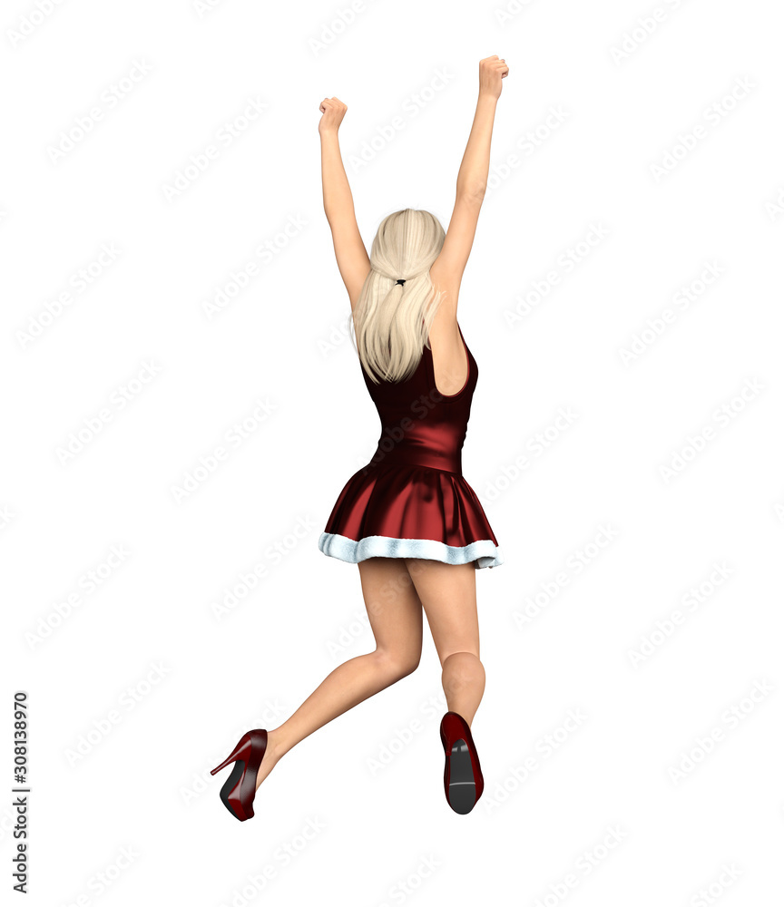 Santa Woman on White Background 3D Rendering Santa Woman on White Background 3D Rendering