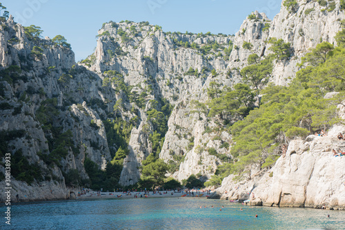 View of famous French fjords, Calanques national park, Calanque d'En Vau bay from the sea, Cassis