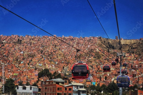 Tableau sur toile Beautiful view of the capital city La Paz, Bolivia from the cable car