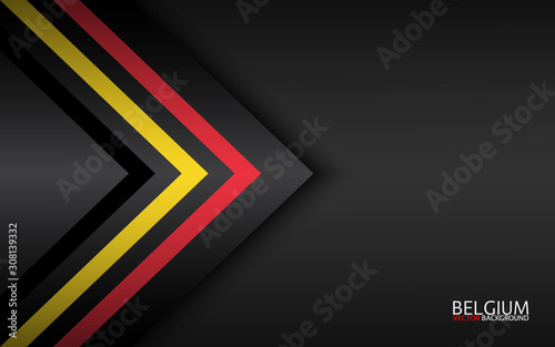 Modern vector colorful arrows with Belgian colors and grey free space for your text, abstract widescreen background, Made in Belgium