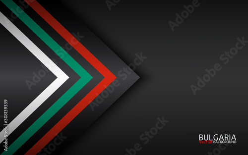 Modern vector colorful arrows with Bulgarian colors and grey free space for your text, abstract widescreen background, Made in Bulgaria