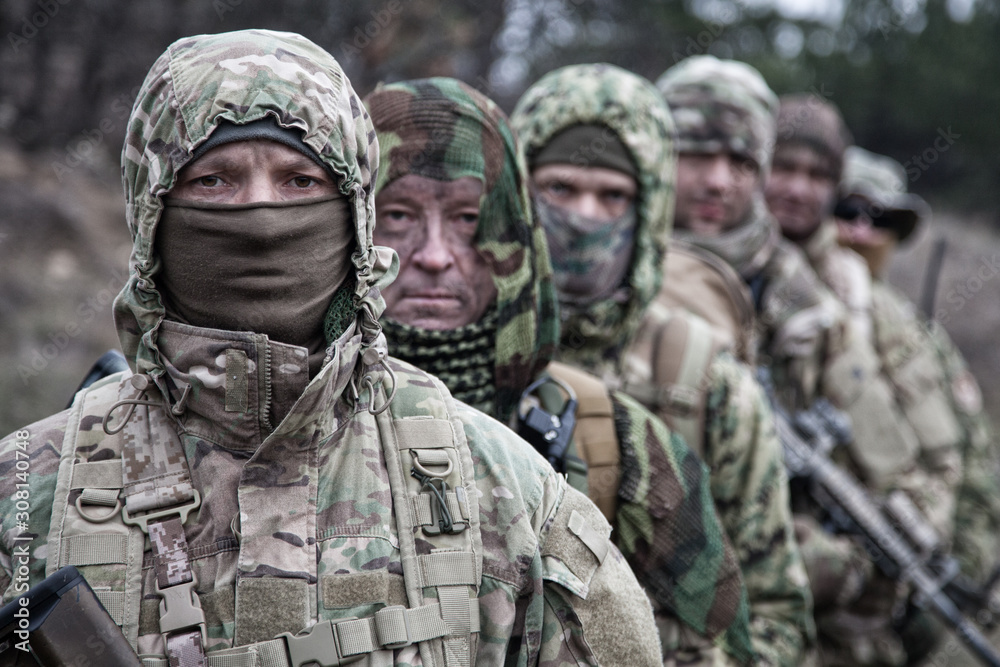 Army elite forces tactical soldiers group portrait
