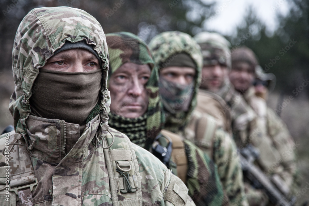 Army elite forces tactical soldiers group portrait