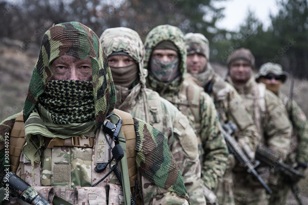 Army elite forces tactical soldiers group portrait Army elite forces tactical soldiers group portrait