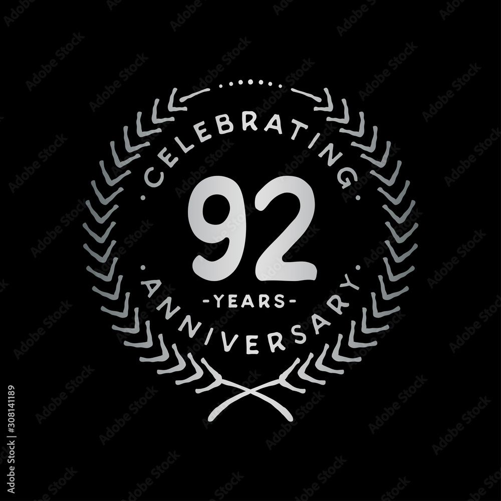 92 years design template. 92nd vector and illustration. 92 years design template. 92nd vector and illustration.