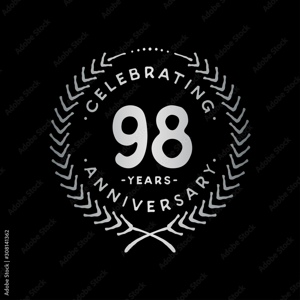 Naklejka premium 98 years design template. 98th vector and illustration.