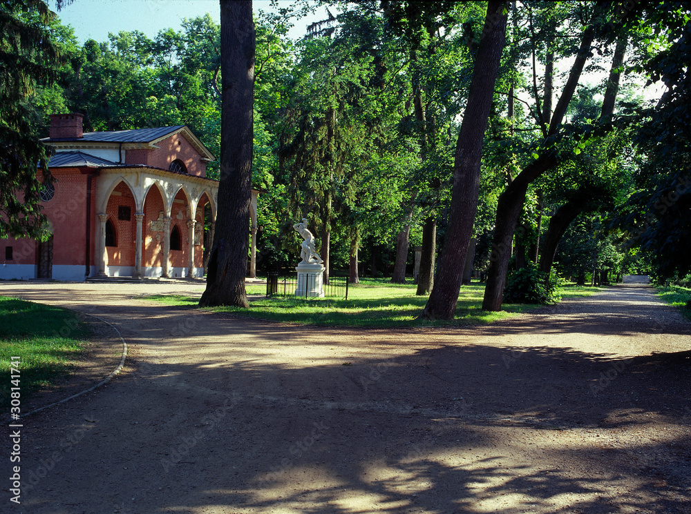 Pulawy, lubelskie region, Poland - July 2010: park and The Gothic House in Pulawy