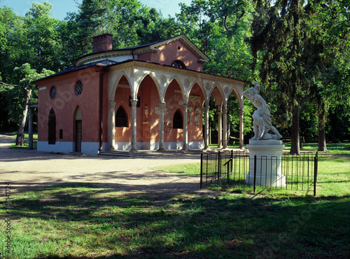 Pulawy, lubelskie region, Poland - July 2010: park and The Gothic House in Pulawy photo