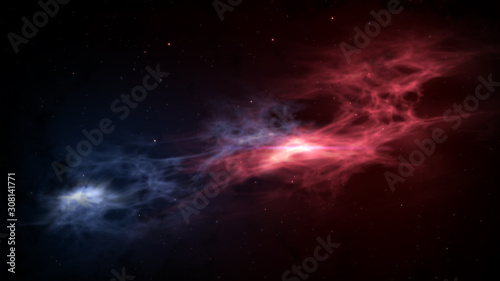 Colorful space background with nebula and stars, illustration