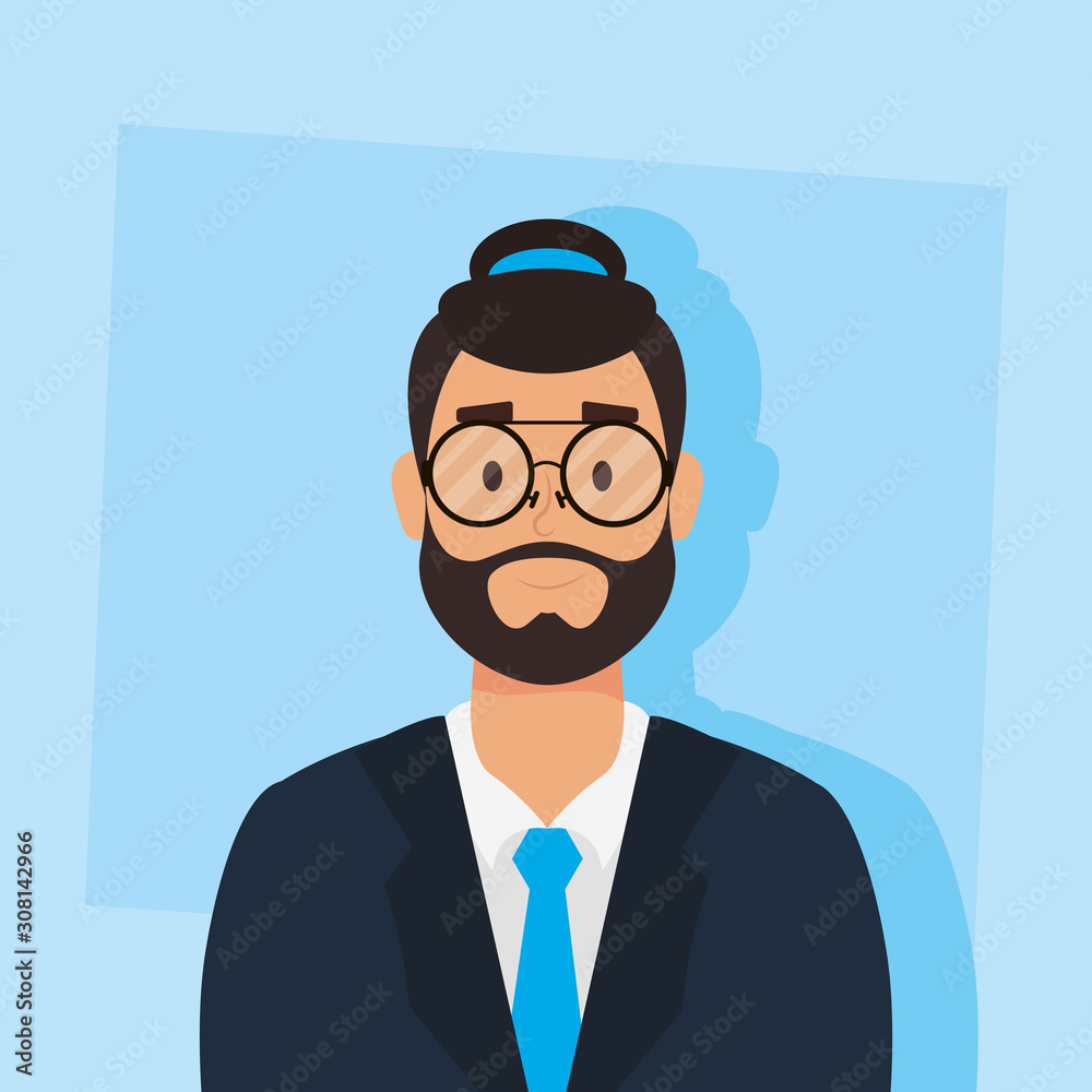 young man with beard avatar character young man with beard avatar character