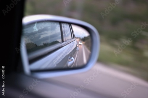 Sunset in the rear view mirror © vayno