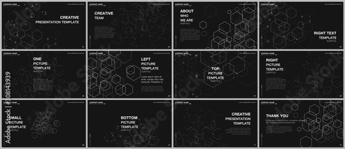 Presentation design vector templates, multipurpose template for presentation slide, flyer, brochure cover design, infographic report. Digital business process automation concept vector infographic.