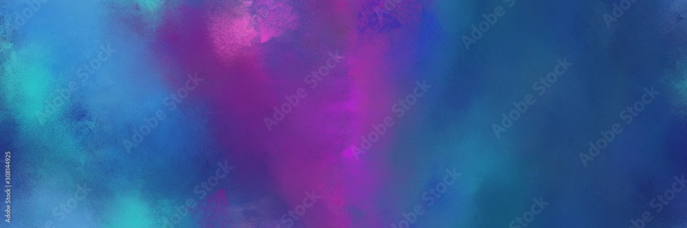 abstract dark slate blue, moderate violet and medium turquoise colored diffuse painted banner background. can be used as texture, background element or wallpaper