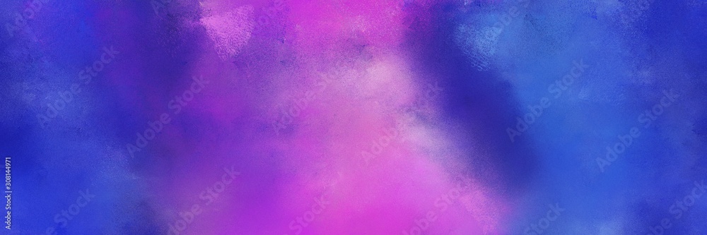diffuse painted banner texture background with slate blue, medium orchid and dark slate blue color. can be used as wallpaper, poster or canvas art