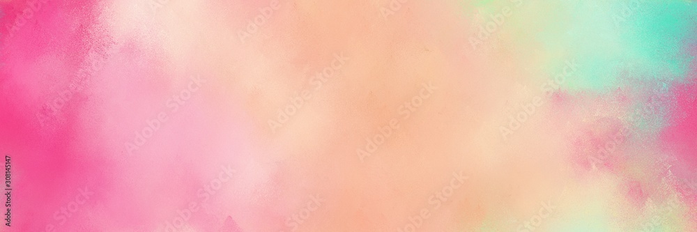 diffuse painted banner texture background with baby pink, pale violet red and medium aqua marine color. can be used as texture, background element or wallpaper