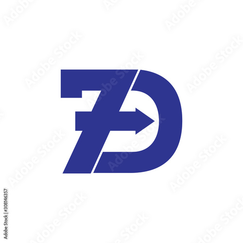 seven d simple geometric arrow design vector