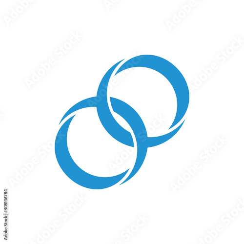 linked circle 3d ring flat symbol logo vector