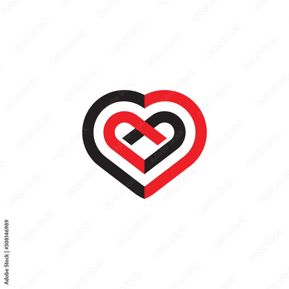 Obraz premium love heart ribbon charity symbol logo vector