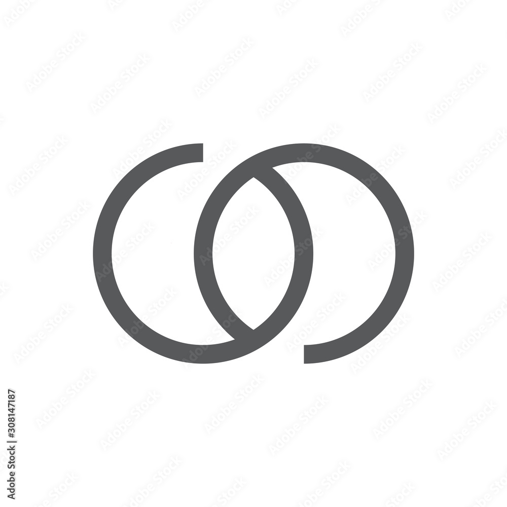 linked circle rings simple geometric logo vector linked circle rings simple geometric logo vector