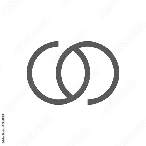 linked circle rings simple geometric logo vector