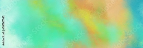 broadly painted banner texture background with light green, medium aqua marine and burly wood color. can be used as texture, background element or wallpaper