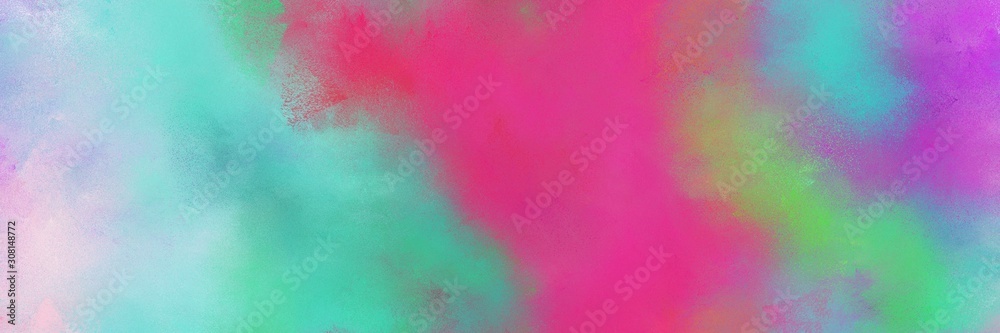diffuse painted banner texture background with ash gray, medium aqua marine and mulberry  color. can be used as texture, background element or wallpaper