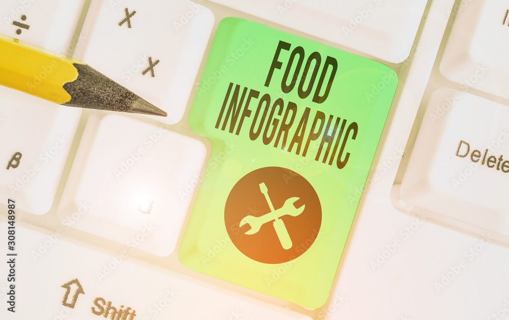Conceptual hand writing showing Food Infographic. Concept meaning visual image such as diagram used to represent information Conceptual hand writing showing Food Infographic. Concept meaning visual image such as diagram used to represent information