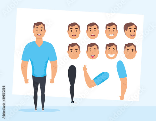 strong man with set faces character