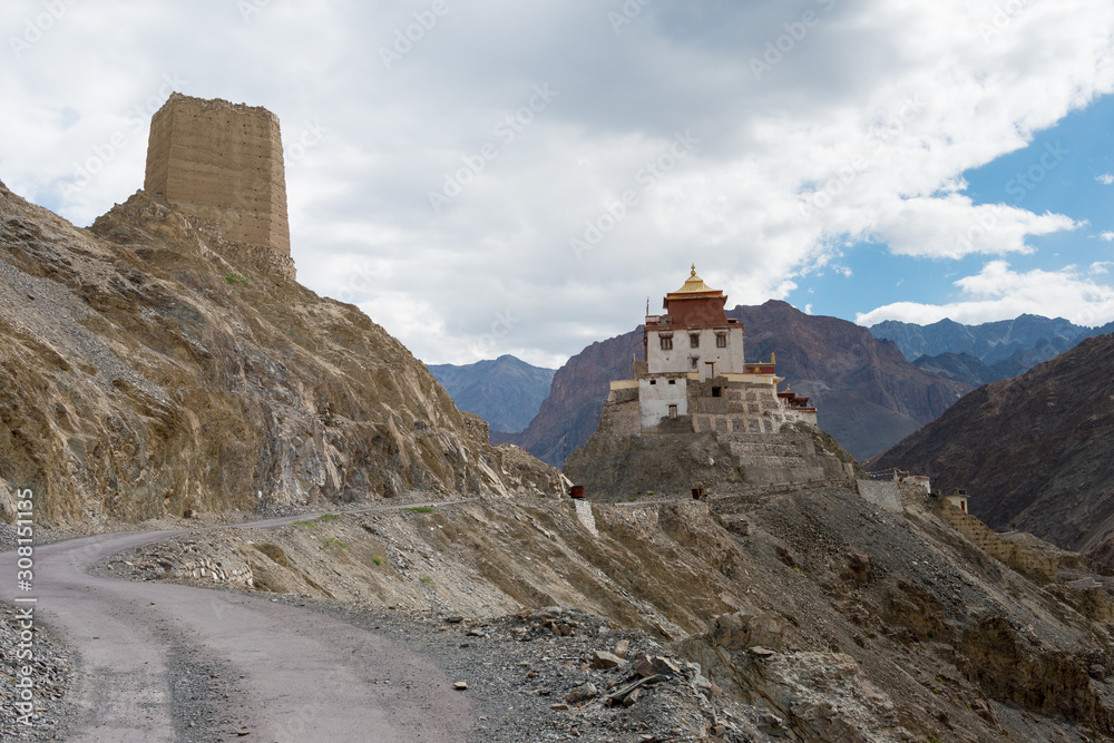 Ladakh, India - Aug 23 2019 - Tingmosgang Monastery (Tingmosgang Gompa) in Sham Valley, Ladakh, Jammu and Kashmir, India.