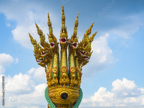 The bow of the Royal Barge Anantanakharat, the sky background